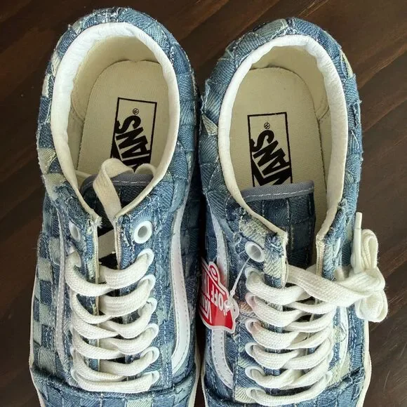 Size 8.5 - Unisex Vans Old Skool Stackform Woven Denim Platform Sneakers Men 7 - Picture 4 of 9